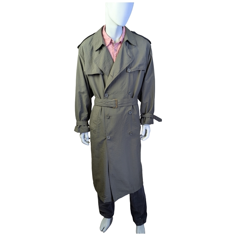 Vintage Holt Renfrew Olive Green Trench Coat | Made In Canada | Size 42 XL